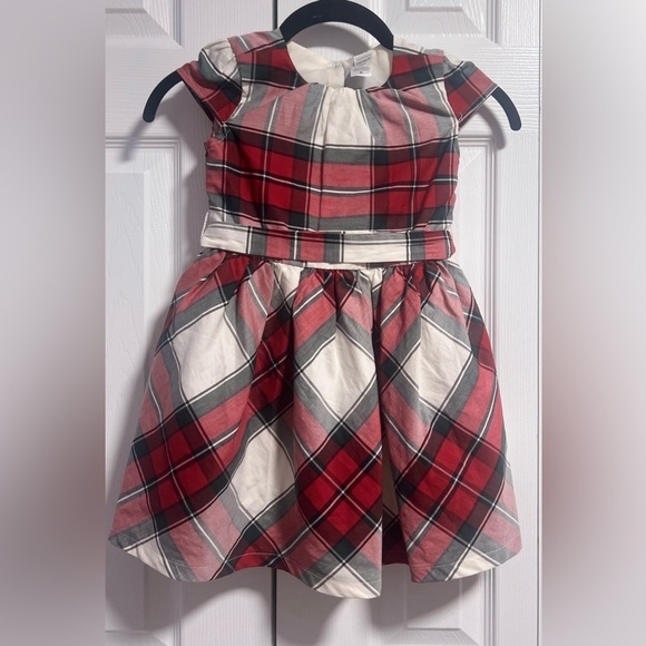 Girls Carter's 4T Red/White/Green Plaid Dress W/Ribbon Tie - Picture 1 of 3